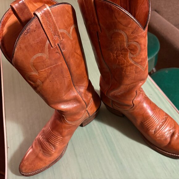 Vintage Mens J Chisholm 911 Brown Leather Cowboy Western Boots Size 9 D - Picture 11 of 11